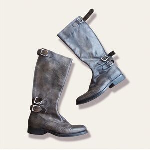 Paul Smith Brown Leather riding Boots zip up buckle boots sz 8 us 38 euro